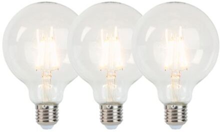 LUEDD Set van 3 LED filament lamp E27 5W 470lm G95 dimbaar helder