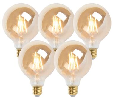 LUEDD Set van 5 E27 dimbare LED filament lamp 9,5 cm 5W 360 lumen 2200K