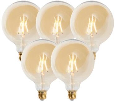 LUEDD Set van 5 E27 dimbare LED filament lampen G125 goldline 2200K