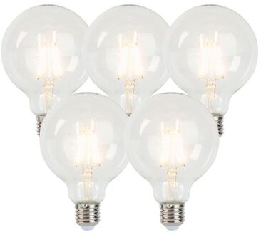 LUEDD Set van 5 LED filament lamp E27 5W 450lm G95 dimbaar helder