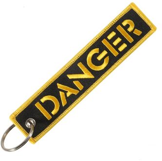 Luggag Tag Borduurwerk Gevaar Sleutelhanger Mannen Sleutelhouder Reizen Accessoires Ring Tag Met Sleutelhangers Sleutelhanger