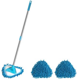 Lui Driehoek Schoonmaken Mop Intrekbare Instant Water Draaibare Stof Spiegel, Glas, Plafond, Maïs mop met 2 hoofd