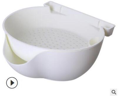 Lui Snack Kom Plastic Double Layer Fruitschaal Snack Keuken Opbergdoos Kom Fruit Filter Kom Afvoer Mand Zeef Afdruiprek wit