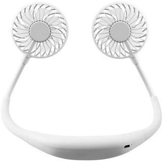 Lui Sport Opknoping Hals Ventilator Lucht Koeler Fan Outdoor Handige Usb Opladen Creatieve Student Mini Elektrische Luchtkoeling Fan wit