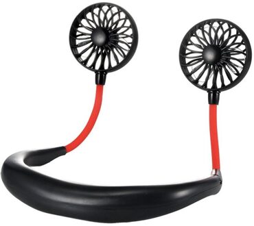 Lui Sport Opknoping Hals Ventilator Lucht Koeler Fan Outdoor Handige Usb Opladen Creatieve Student Mini Elektrische Luchtkoeling Fan zwart