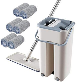 Luie Man Gratis Hand-Wassen Platte Schraper Mop Microfiber Mop Mop Emmer Staaf Mop Praktische Cleaning Tools Bruin