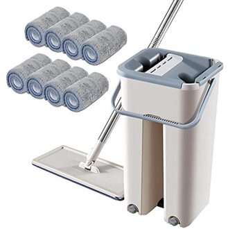 Luie Man Gratis Hand-Wassen Platte Schraper Mop Microfiber Mop Mop Emmer Staaf Mop Praktische Cleaning Tools groen