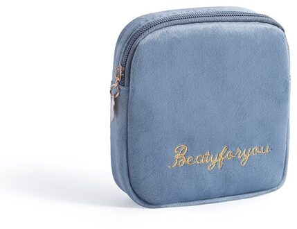 Luier Maandverband Opbergtas Canvas Pad Make-Up Tas Portemonnee Sieraden Organisator Creditcard Pouch Case Tampon Verpakking blauw