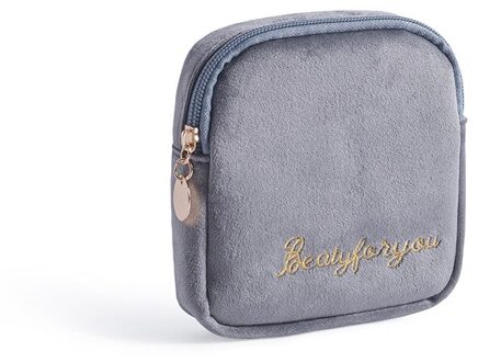 Luier Maandverband Opbergtas Canvas Pad Make-Up Tas Portemonnee Sieraden Organisator Creditcard Pouch Case Tampon Verpakking grijs