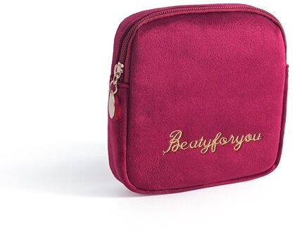 Luier Maandverband Opbergtas Canvas Pad Make-Up Tas Portemonnee Sieraden Organisator Creditcard Pouch Case Tampon Verpakking wijn rood