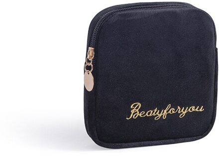 Luier Maandverband Opbergtas Canvas Pad Make-Up Tas Portemonnee Sieraden Organisator Creditcard Pouch Case Tampon Verpakking zwart