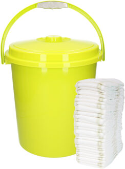 Luiers emmer - groen - 21 liter - kunststof - met deksel