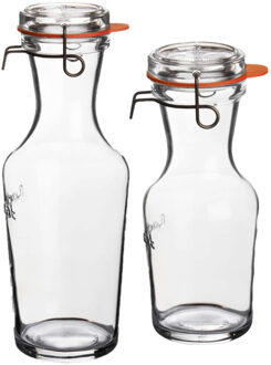 Luigi Bormioli Set van 2x stuks glazen water karaffen lock eat van 500 ml en 1 liter