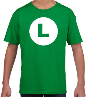 Luigi loodgieter verkleed t-shirt groen voor kinderen S (122-128)