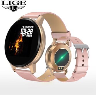 LUIK Full Touch Screen Smart Armband Hartslagmeter fitness tracker Smart Polsband Stappenteller Smartwatch Mannen Vrouwen roze