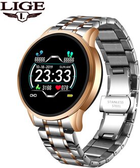 Luik Slimme Horloge Mannen Hartslag Bloeddruk Informatie Herinnering Sport Waterdicht Smart Horloge Voor Android Ios Telefoon Goud