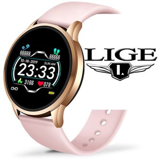 Luik Slimme Horloge Mannen Hartslag Bloeddruk Informatie Herinnering Sport Waterdicht Smart Horloge Voor Android Ios Telefoon roos goud roze