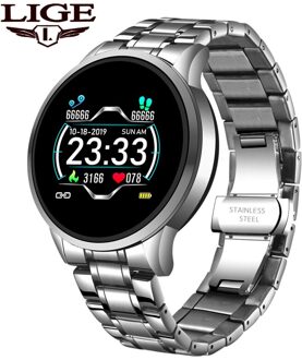Luik Slimme Horloge Mannen Hartslag Bloeddruk Informatie Herinnering Sport Waterdicht Smart Horloge Voor Android Ios Telefoon Zilver