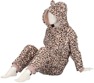 Luipaard/cheetah print onesie - wit - kinderen - maat 128-140