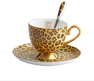 Luipaard Koffie Cups Nordic Luxe Thee Koffie Cup Thuis Water Gouden Koffiekopje Schotel Sets een reeks 200ml