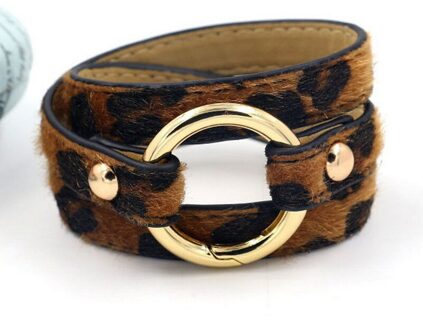 Luipaard Lederen Armbanden Voor Vrouwen Armbanden En Armbanden Elegante Boho Multilayer Wrap Brede Armband Sieraden donker bruin