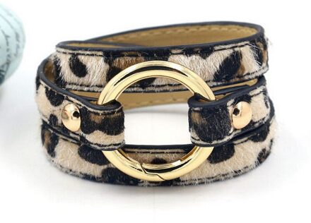 Luipaard Lederen Armbanden Voor Vrouwen Armbanden En Armbanden Elegante Boho Multilayer Wrap Brede Armband Sieraden licht bruin