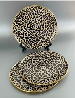 Luipaard Patroon Stempelen Gedetailleerde 26 Cm Glas Service Plaat 1Adet Hittebestendig Dode End Leopard Patroon Service Plaat