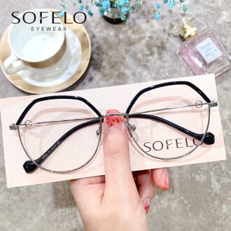 Luipaard Retro Optische Glazen Frame Vrouwen Bijziendheid Recept Brillen Frame Dames Vintage Anti Blauw Licht Uv Bril zwart zilver