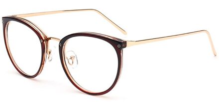 Luipaard Retro Ronde Womens Brilmonturen Optische Clear Lens Eyewear Vintage Cat Eye Brillen Frames Voor Vrouwen bruin