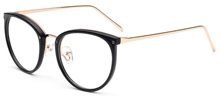 Luipaard Retro Ronde Womens Brilmonturen Optische Clear Lens Eyewear Vintage Cat Eye Brillen Frames Voor Vrouwen helder zwart
