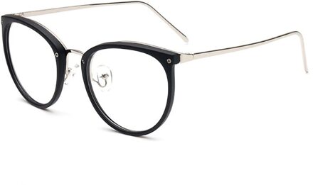 Luipaard Retro Ronde Womens Brilmonturen Optische Clear Lens Eyewear Vintage Cat Eye Brillen Frames Voor Vrouwen matte zwart