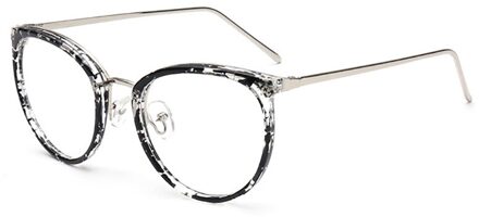 Luipaard Retro Ronde Womens Brilmonturen Optische Clear Lens Eyewear Vintage Cat Eye Brillen Frames Voor Vrouwen zwart Floral