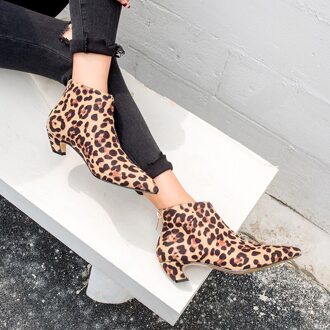 Luipaard Schoenen Vrouw Vrouwen Herfst Botines Mujer Femme Booties Winter Vrouwen Enkellaars Leer Vrouw Schoenen Wees Laarzen 40
