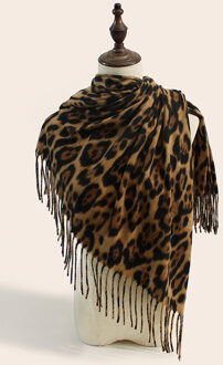 Luipaardprint Franje Sjaal Bruin