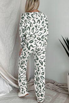 Luipaardprint Loungewear Set Wit