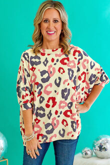 Luipaardprint Relaxed Fit Top Huidkleurig