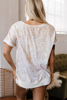 Luipaardprint Relaxed Fit Top Ivoor