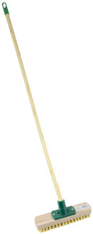 Luiwagen/schrobbezem met lange steel van 120 cm - hout - Breedte 24 cm