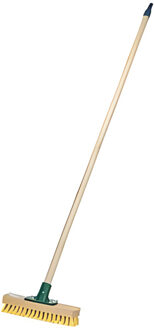 Luiwagen/Schrobbezem met steel - hout - B24 cm - Schrobborstels Beige