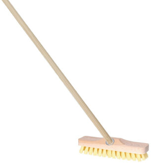 Luiwagen schrobborstel 22 cm - Met houten steel 140 cm - Schoonmaken