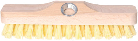 luiwagen schrobborstel/schrobber - hout - met steelhouder - 22 cm - Badkamer borstels