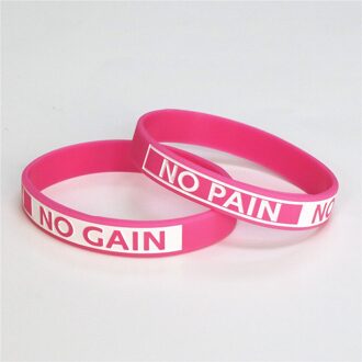 Lukeni 50Pcs Siliconen Armband Bangles No Pain No Gain Motivatie Siliconen Polsbandje Volwassen SH082 roze