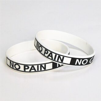 Lukeni 50Pcs Siliconen Armband Bangles No Pain No Gain Motivatie Siliconen Polsbandje Volwassen SH082 wit
