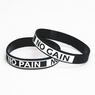Lukeni 50Pcs Siliconen Armband Bangles No Pain No Gain Motivatie Siliconen Polsbandje Volwassen SH082 zwart