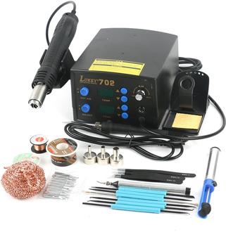 Lukey 702 Digital Regulatable Soldering Station Hot Air Gun Solder Iron 2 In 1 Adjustable Welding Set For Phone PCB Desoldering