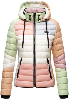 Lulana Multikulti dames gewatteerde jas – Licht, kleurrijk & trendy Veelkleurig