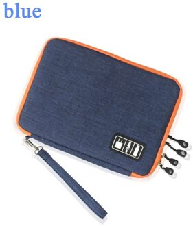 Luluhut waterdichte Ipad organizer USB data kabel oortelefoon draad pen power bank reizen opbergtas kit case digital gadget apparaten L / blauw