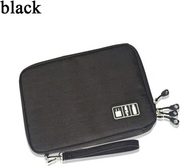 Luluhut waterdichte Ipad organizer USB data kabel oortelefoon draad pen power bank reizen opbergtas kit case digital gadget apparaten L / zwart
