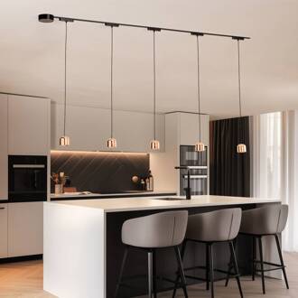 Lumaro railsystem, pendel, 5-lamps, goud, 48V, dimbaar zwart, goud