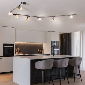 Lumaro railsystem, spots, 7-lamps, goud, Ø8cm,48V,dimbaar zwart, roségoud